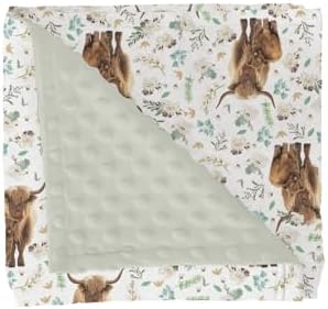 Boho Floral Highland Cow Baby Blankets for Girl Boy Watercolor Cows Yak Cattle Wildflower Soft Mink Dotted Backing Double Layer Swaddle Blanket for Toddler Nursery Spring Farm Animal Bed Blanket 30x40 by GrowhappyGrowhealthy