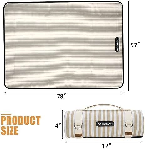 G GOOD GAIN Waterproof Picnic Blankets Outdoor Machine Wash, Sand Yellow - Image 5