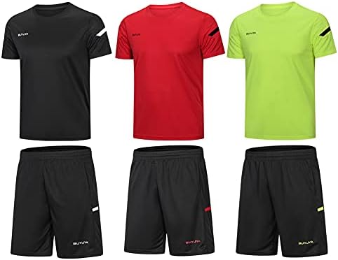 BUYJYA Men's Workout Clothes Athletic Shorts Shirt Set 3 Pack Basketball Football Training Running Gym Christmas gifts by BUYJYA