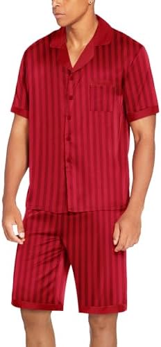 Ekouaer Men Silk Pajamas Set 2 Pieces Satin Pj Button Down Loungewear Sets - Image 3