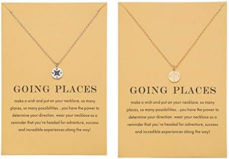 Zealmer Dainty 18K Gold Plated Compass World Map Pendant Necklace Graduation Gift for Friends by Zealmer-RefinedforDistinction