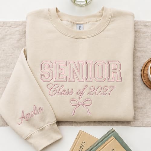 Chillever Personalized Embroidered Senior Sweatshirt, Custom Class of 2027 Sweater, Retro Graduation Gift for High School - Image 2
