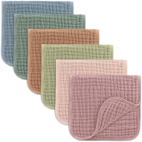 Comfy Cubs Muslin Burp Cloths 20x10" 6 Pack, Baby Burp Cloths - Multi by ComfyCubs