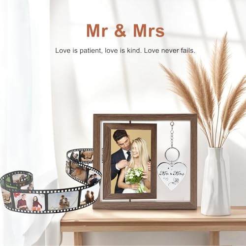 Wedding Gifts Bridal Shower Gifts Engagement Gift for Couples,4x6 Mr & Mrs Wedding Picture Frame,Love is Patient Love is Kind Picture Frame - Image 4