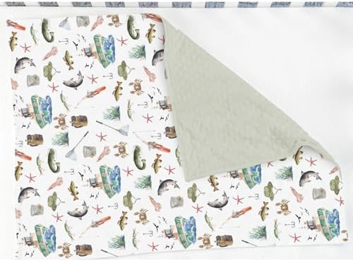 Gone Fishing Baby Blankets for Girl Boy Ocean Boats Fishes Crabs Coral Soft Mink with Dotted Backing Double Layer Swaddle Blanket Fishing Lovers Gift Nursery Bed Blanket Infant Toddler Crib 30x40 - Image 3