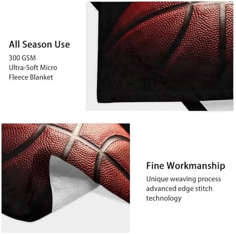 Mercuryelf Basketball Throw Blanket - Soft, Fuzzy & Warm - 60x80 Inches Flannel Blankets for Bed, Couch - Black Sports Throws Gift for Men, Women - Image 4