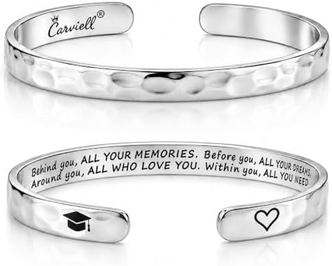 Carviell Bracelets for Women – 100+ Meaningful Engraved Messages – Solid 316L Surgical Stainless Steel Cuff Bracelet – Gift Ready by Carviell
