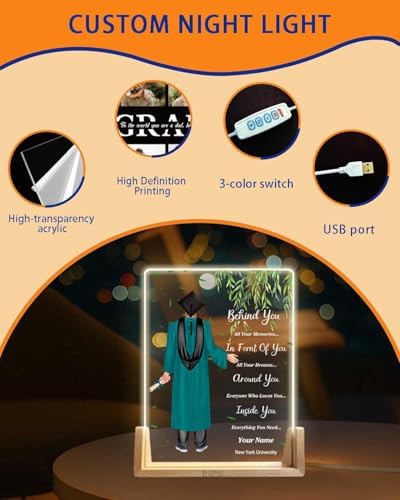 Personalized Name Graduation Gifts Custom Night Light LED Table Lamp Portrait Creator for Him 2026 University High School Keepsake(Boy E) - Image 6