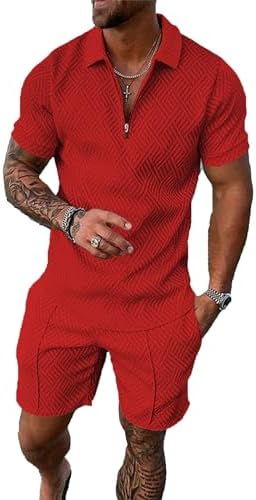 BIRW Men‘s Track Suits 2 Piece Summer Short Sets Outfits Fashion Polo Shirt Casual Short Sleeve and Shorts set by BIRW