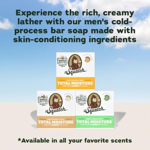 Dr. Squatch Total Moisture Natural Men’s Bar Soap, Soap Bar (5oz, 3-Pack) - Image 6