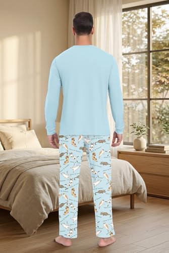 PrinStory Men's Pajama Sets Loungewear Sleepwear Pjs Lightweight Long Sleeve Shirts & Bottoms Soft Comfy Sleep Sets S-2XL - Image 6