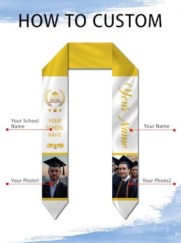 Dicodes Custom Graduation Stole Class of 2026 Personalized Graduation Sash Graduation Gift and Keepsake with Photo Text - Image 2