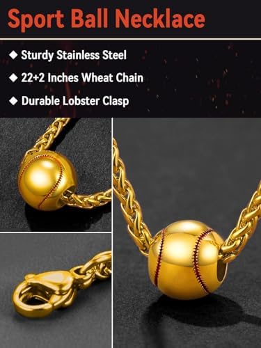 FaithHeart Sports Necklace for Men Women, Stainless Steel Gold Plated 3D Football/Soccer/Basketball/Volleyball Pendant Jewelry with Delicate Gift Packaging - Image 5