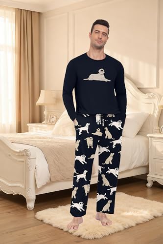 PrinStory Men's Pajama Sets Loungewear Sleepwear Pjs Lightweight Long Sleeve Shirts & Bottoms Soft Comfy Sleep Sets S-2XL - Image 3