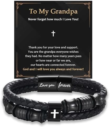 EFVISD Lover You Forever Leather Cross Bracelet for Men Boys Gifts by EFVISD