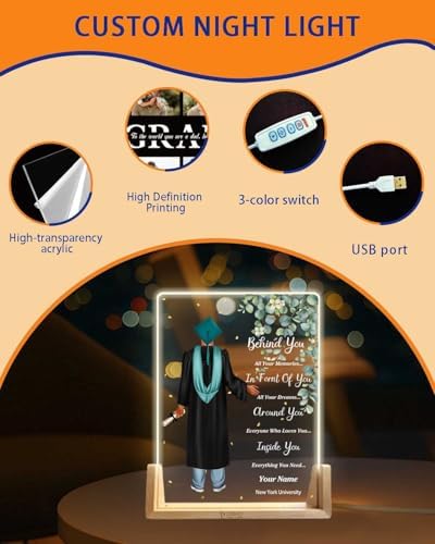 Personalized Name Graduation Gifts Custom Night Light LED Table Lamp Portrait Creator for Him 2026 University High School Keepsake(Boy C) - Image 6