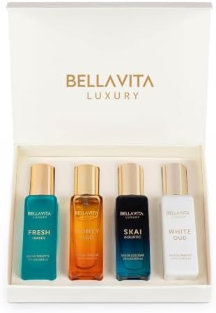 Bellavita Luxury Unisex Perfume Gift Set with Honey & White Oud, Skai, & Fresh | 80ml | Perfume for Men and Women | Honey, Artemisia Lemon, Bergamot, & Sweet Almond Notes by BellavitaLuxury