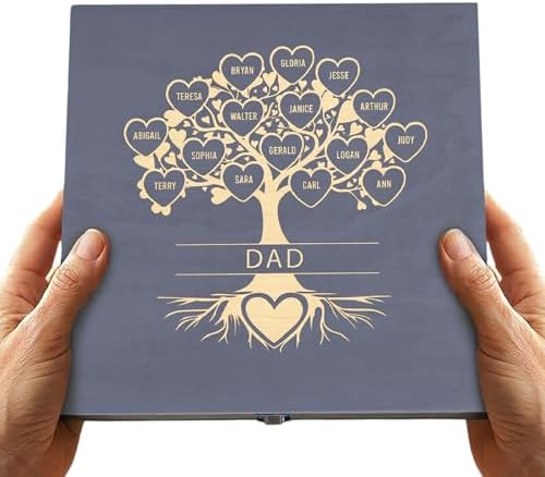 Gifts for Grandpa or Dad, Personalized Family Tree Memory Box, Father's Day by ENGRAVEMYMEMORIES
