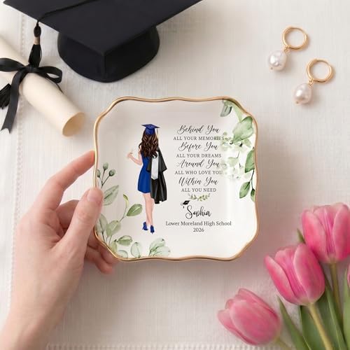 Personalized Graduation Gifts Ceramic Ring Dish, Customized High School Graduate 2026 Gift, Custom Grad Gifts for Daughter Granddaughter 2027 - Image 4