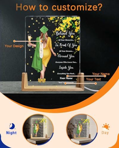 Personalized Name Graduation Gifts Custom Night Light LED Table Lamp Portrait Creator for Her 2026 University High School Keepsake(Girl B) - Image 2