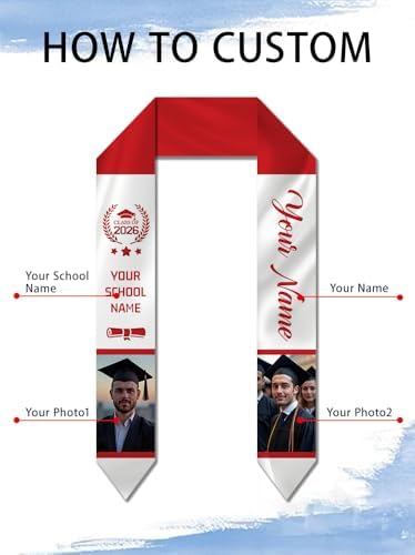 Dicodes Custom Graduation Stole Class of 2026 Personalized Graduation Sash Graduation Gift and Keepsake with Photo Text - Image 2
