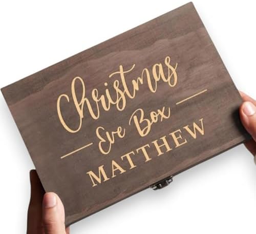 Personalized Christmas Eve Box Custom Engraved Wooden Memory Box – Rustic Christmas Gift, Traditional Santa Xmas Gift Box for Kids, Family & Friends – Holiday Keepsake Memento Box Gifts for Him Her by ENGRAVEMYMEMORIES