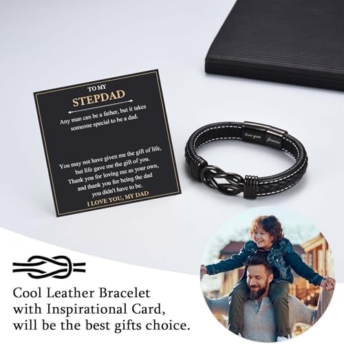 Love You Forever Infinity Leather Bracelet Gifts for Men Him Teen Boys - Image 3