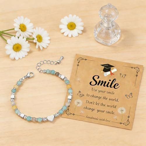 Graduation Gifts， Class of 2026 Natural Gemstone Graduation Bracelet for Her - Gift for Middle School, High School & College Women Graduates - Image 2