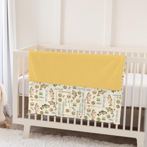 Gone Fishing Baby Blankets for Girl Boy Vintage Lake Fishing Lovers Gift Soft Mink with Dotted Backing Double Layer Swaddle Blanket Outdoors Adventure Nursery Bed Blanket Infant Toddler Crib 30x40 - Image 5