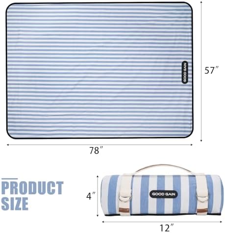 Picnic Outdoor Blankets Waterproof Extra Large - Beach Mat Sand Free Foldable with Carry Strap | Portable Camping Blanket | Park Blanket for Grass , Hiking, Travel, Concerts, Indoor (Cerulean Blue) - Image 5