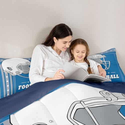 Erosebridal Football Comforter Set Full, Kids Sports Bedding, Sport City Style Bedding Set Boys Sports Rugby Game Comforter Sports Team Blue White Stars and Stripes Duvet Set - Image 5
