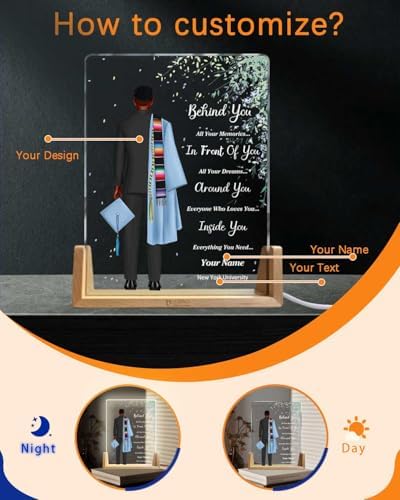 Personalized Name Graduation Gifts Custom Night Light LED Table Lamp Portrait Creator for Him 2026 University High School Keepsake(Boy A) - Image 2
