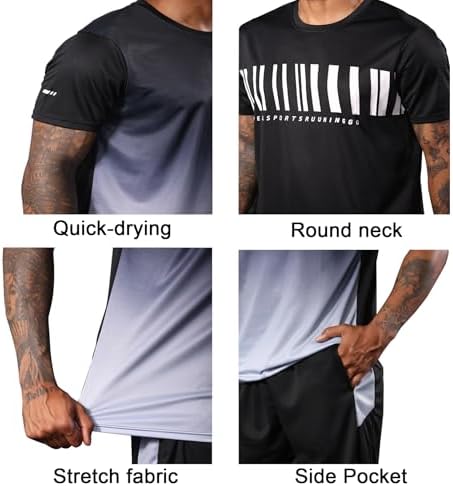 BUYJYA 3 Pack Men's Gym Shorts Shirt Set Workout Athletic Basketball Running Football Elastic Waist with Pocket Gifts - Image 6