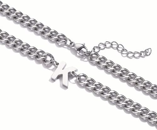 DuoDiner 18+2" Initial Necklace for Men Boys Gifts A-Z Cuban Link Chain - Image 2