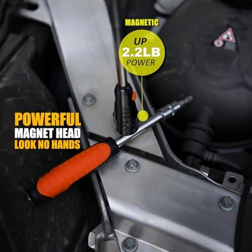 Magnetic Pickup Tool Telescoping Magnet Flashlight, Gifts for Men, Black - Image 5