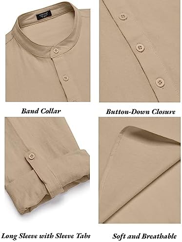 COOFANDY Men’s 2 Piece Cotton Linen Set Casual Beach Outfits Long Sleeve - Image 4