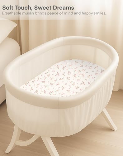 Muslin Bedside Bassinet Sheets 2 Pack, 33" X 20", (Rosy) - Image 3