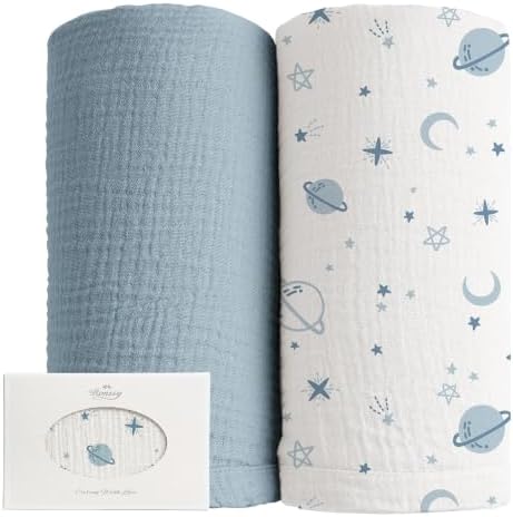 Konssy Muslin Swaddle Blankets, 100% Cotton Receiving Blankets, 47"x 47" by Konssy