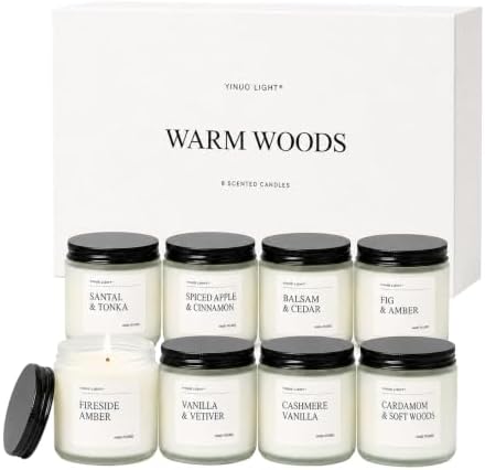 Scented Candles Gift Set, 8 Pack Warm Woods Soy Wax Candles, 3.5 oz Each by YINUOLIGHT