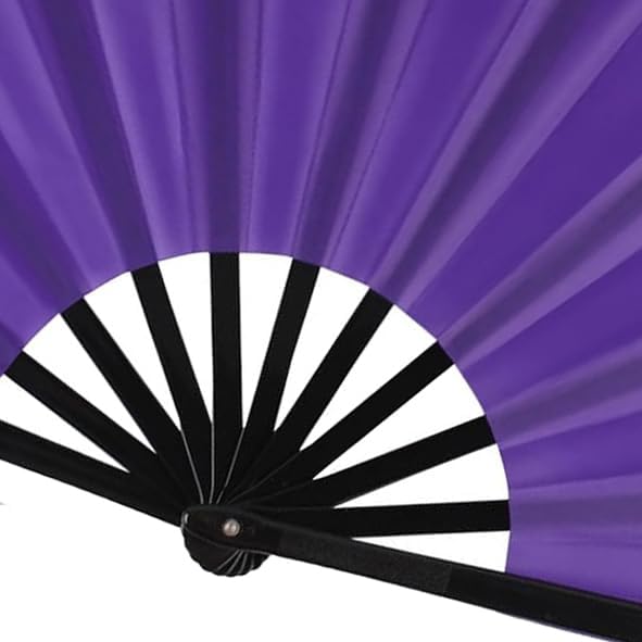Huralona 5 Pack Large Folding Hand Clap Fan Fabric Rave Popping Fans Chinese Kung Fu Tai Chi Hand Fan Festival Dance Gift Performance Decorations (Purple)