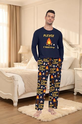 PrinStory Men's Pajama Sets Loungewear Sleepwear Pjs Lightweight Long Sleeve Shirts & Bottoms Soft Comfy Sleep Sets S-2XL - Image 3