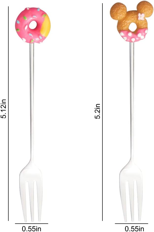 8 Pcs Stainless Steel Drink Fork Set Donut Silver Forks Cutlery Set for Cake,Ice Cream,appetizers,Salad,Dessert.Donut Shape Fruits Forks