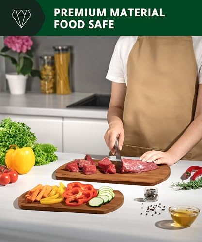 ROYAL CRAFT WOOD Wooden Cutting Boards for Kitchen Meal Prep & Serving - Bamboo Wood Serving Board Set with Deep Juice Groove Side Handles - Charcuterie & Chopping Butcher Block for Meat - Image 5