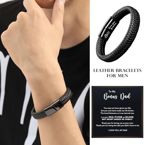 Btysun Mens Leather Bracelet, Teen Boy Gifts Stocking Stuffers for Teen I Love You Gifts for Him Boyfriend Birthday Gift for Son Husband Godson Bracelets for Men Dad Christmas Anniversary Jewelry - Image 2