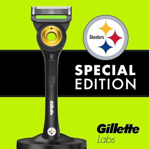 Gillette Labs Special NFL Steelers Edition Shaving Razor for Men - 1 Handle, 1 Razor Blade Refill, Perfect for Game Day Grooming, GilletteLabs with Exfoliating Bar - Image 7