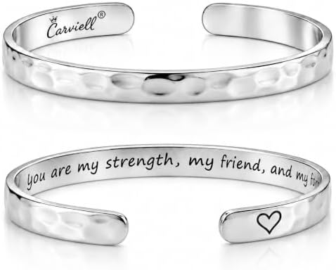 Carviell Bracelets for Women – 100+ Meaningful Engraved Messages – Solid 316L Surgical Stainless Steel Cuff Bracelet – Gift Ready by Carviell