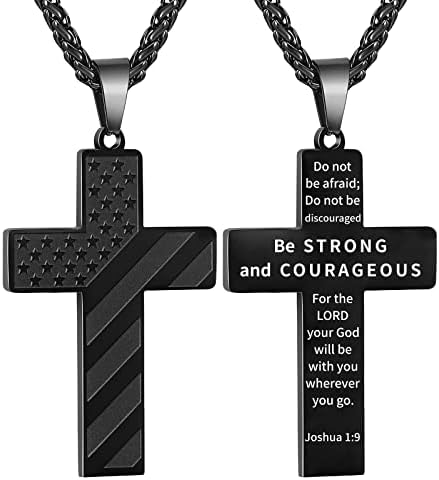DuoDiner 18+2" Cross Necklace for Men Boys Christian Confirmation Gifts by Duodiner
