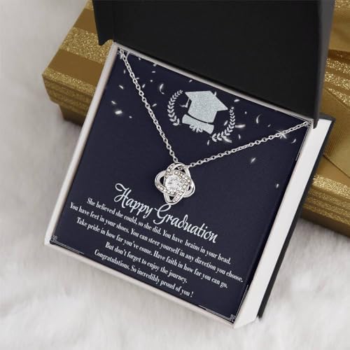 VIRAGIL 2023 Graduation Gifts for Her, Class of 2024 Love Knot Sterling Silver Pendant Necklace Senior College Graduation Jewelry Gifts for Girl Daughter - Image 5