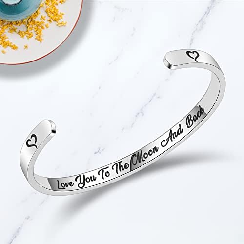 TONY & SANDY Inspirational Bracelets for Women Teen Girls Personalized Gifts for Daughter Granddaughter Mom Sister Friends Stainless Steel Engraved Cuff Birthday Easter Christmas - Image 2