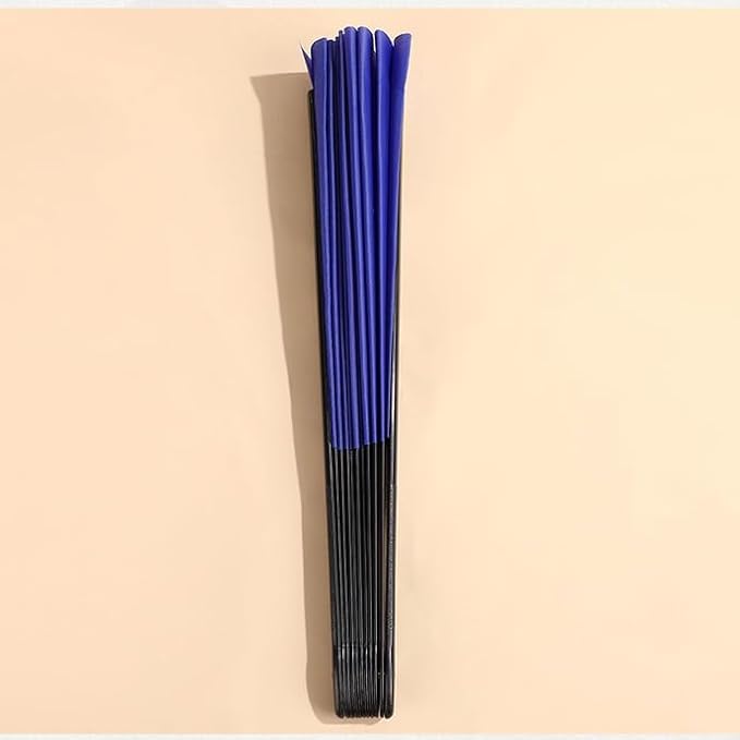 Huralona 5 Pack Large Folding Hand Clap Fan Fabric Rave Popping Fans Chinese Kung Fu Tai Chi Hand Fan Festival Dance Gift Performance Decorations (Dark Blue)